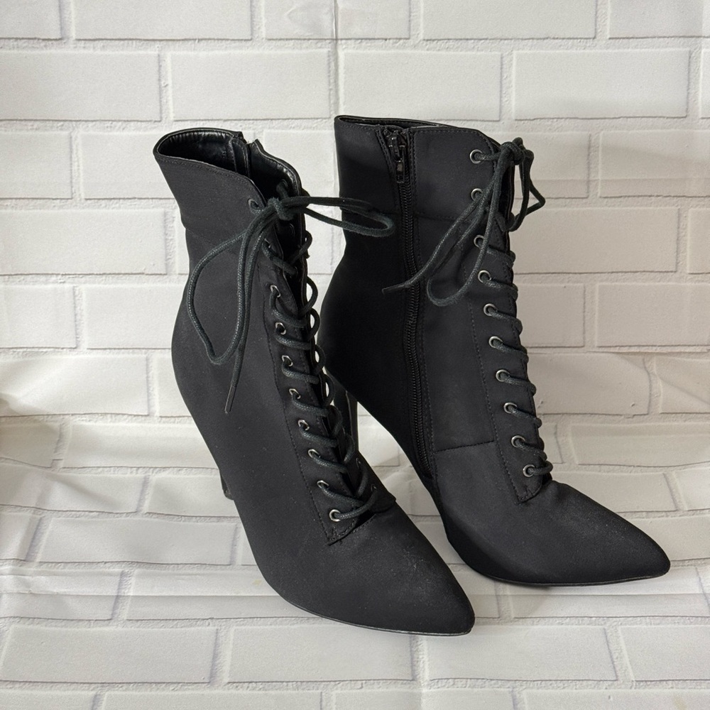 Black Lace-Up Ankle Boots